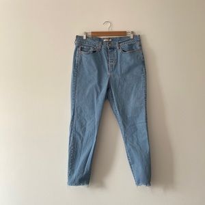 Levi's Wedgie Skinny High Rise Raw Hem Jeans Light Wash Denim Size 14 W